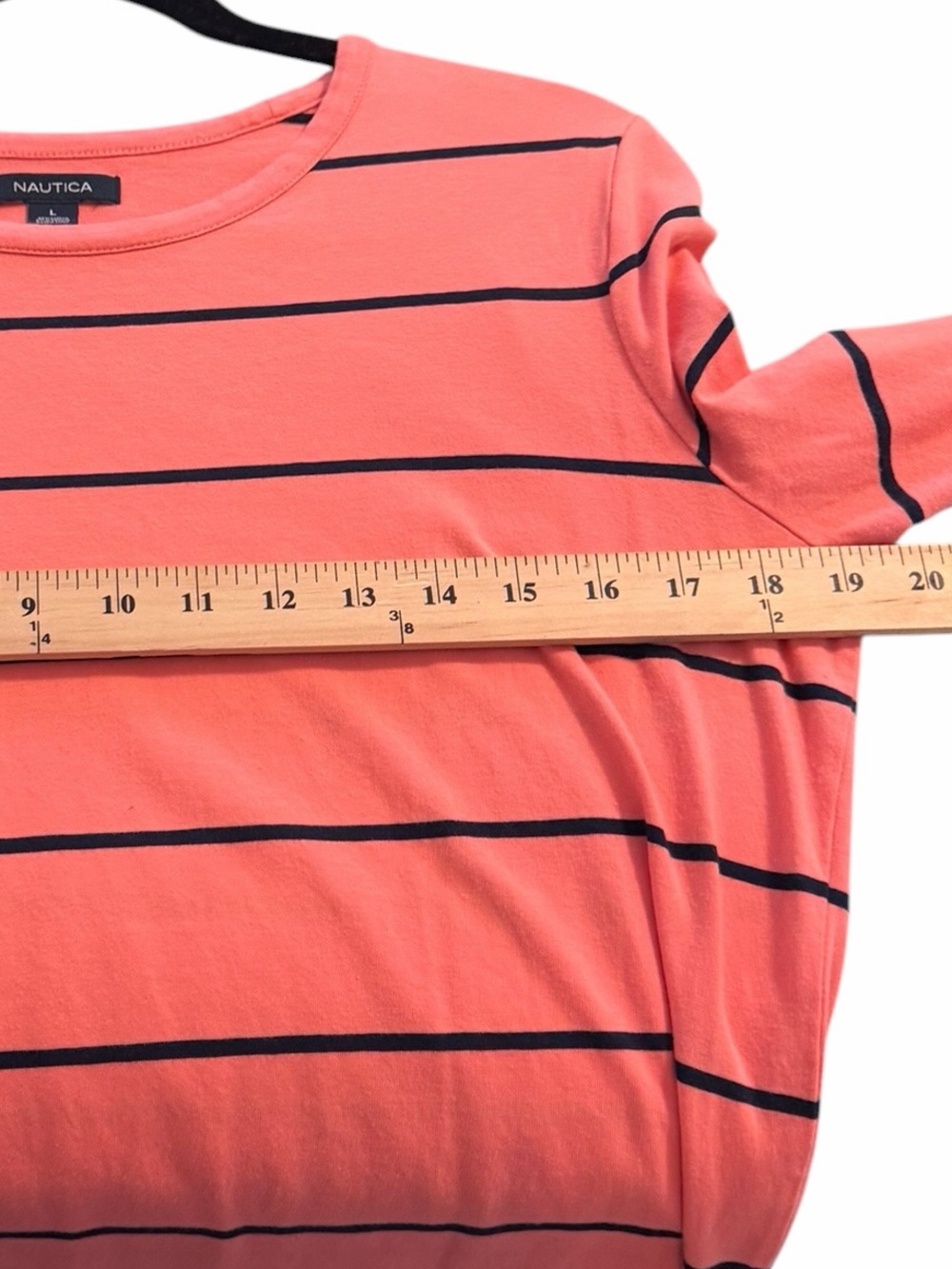 Coral Stripe Coastal Grandma Nautical Dress Cruise Vacation Cotton Nautica L View 6
